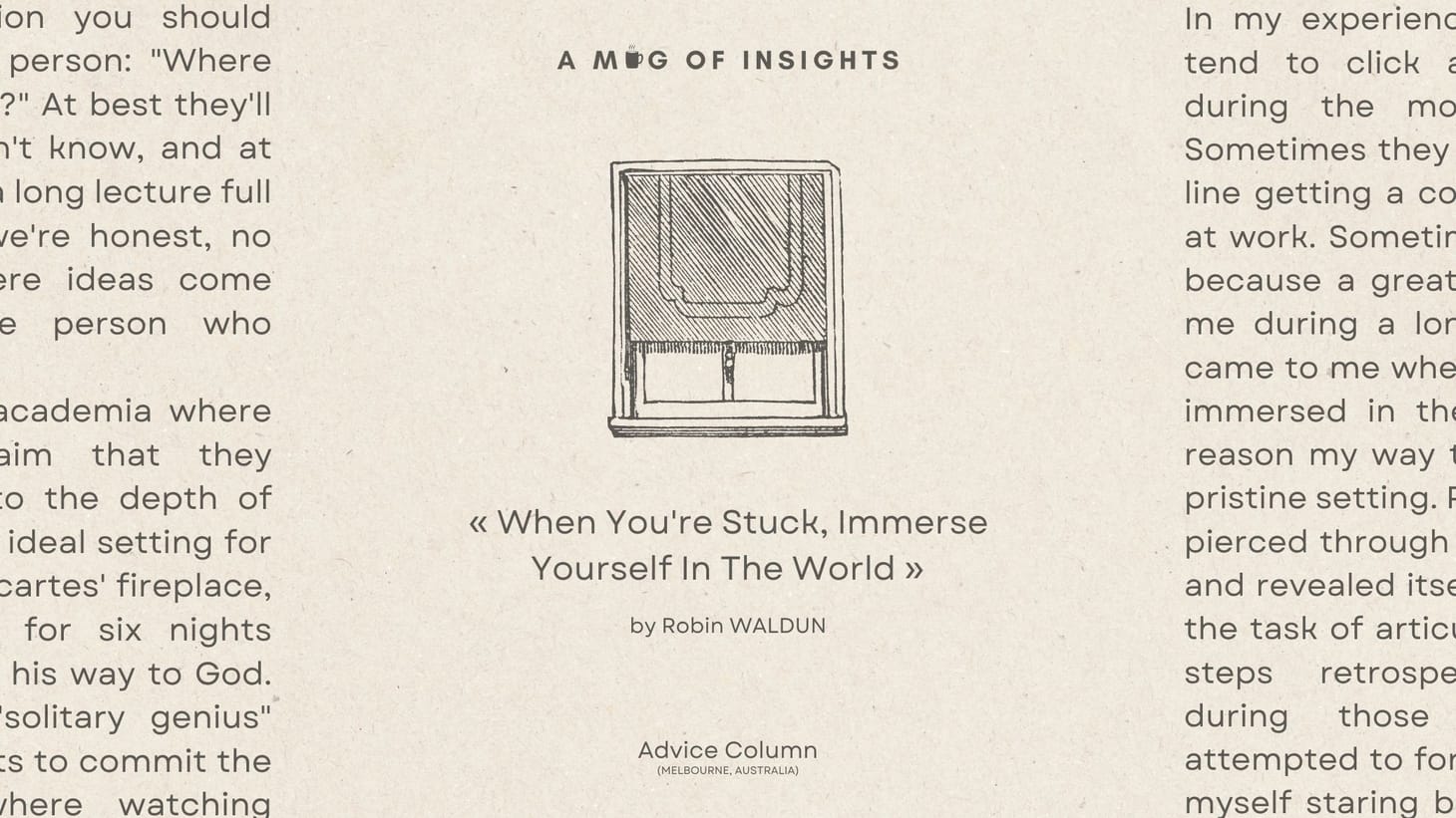 When You're Stuck, Immerse Yourself In The World
