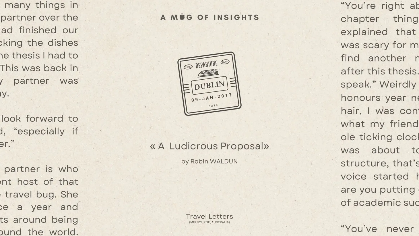 A Ludicrous Proposal - Let's Spend Bloomsday In Dublin!