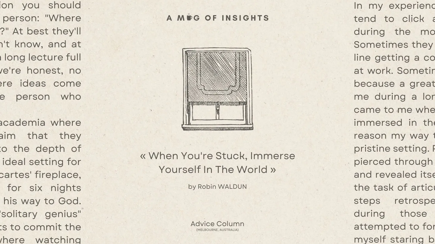 When You're Stuck, Immerse Yourself In The World