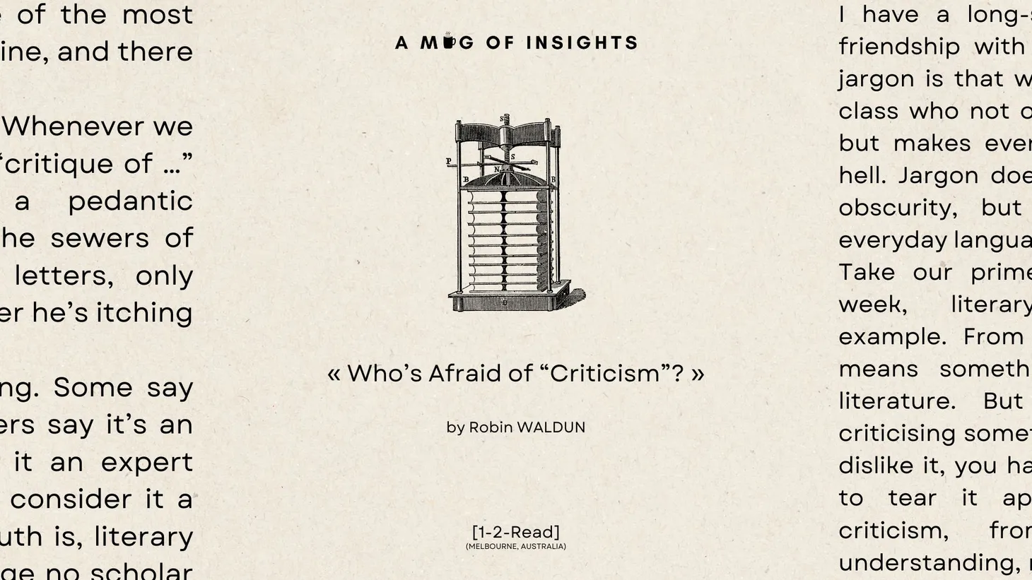 [1-2-Read] Who's Afraid of "Criticism"?