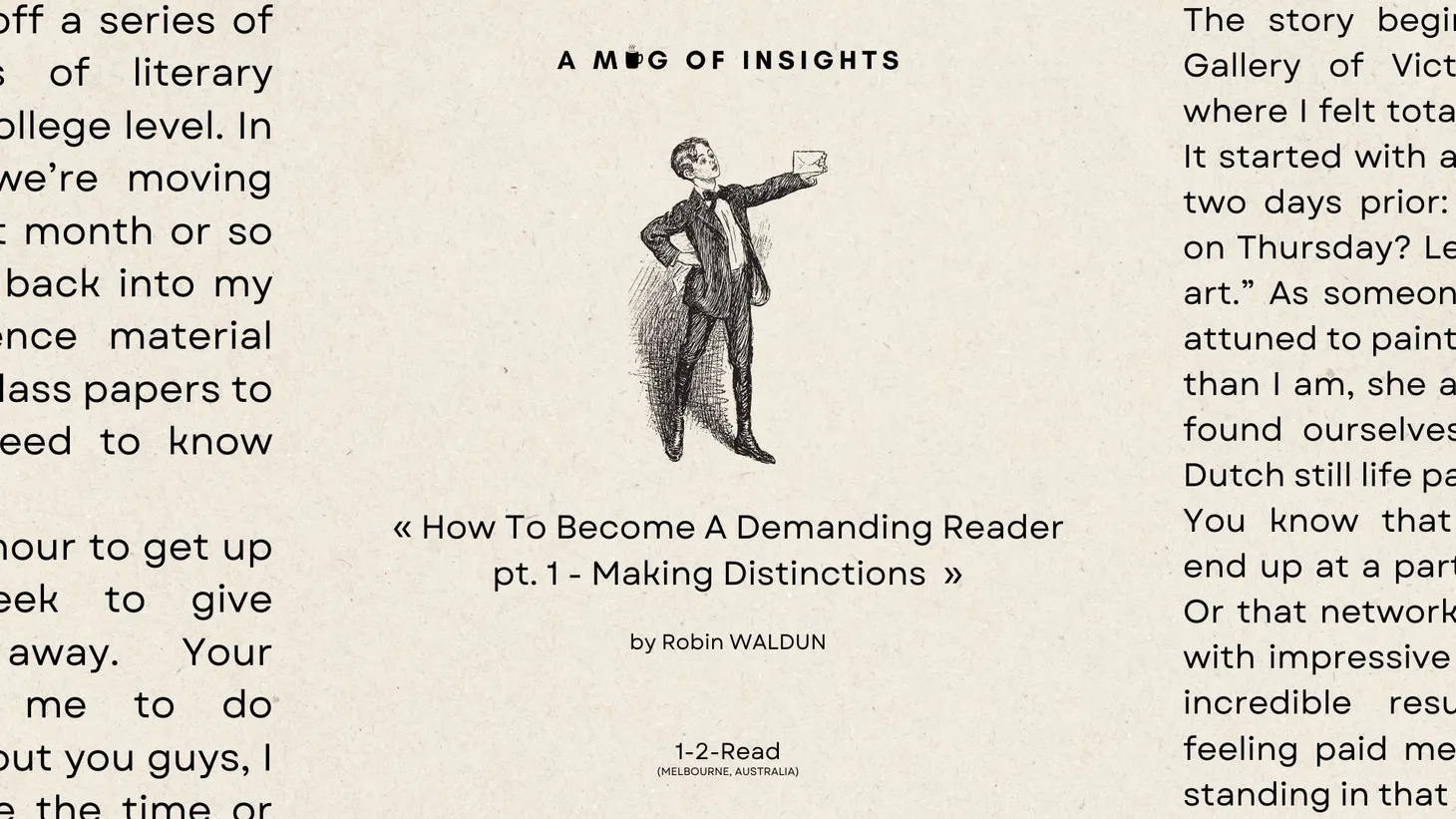 [1-2-Read] How To Become A Demanding Reader pt. 1 - Making Distinctions
