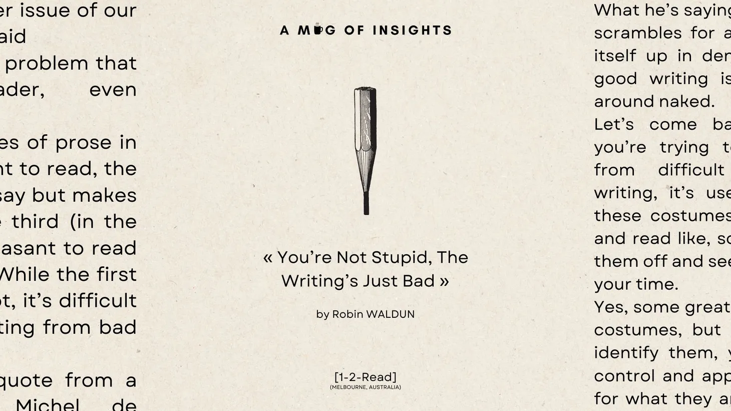 [1-2-Read] You’re Not Stupid, The Writing’s Just Bad