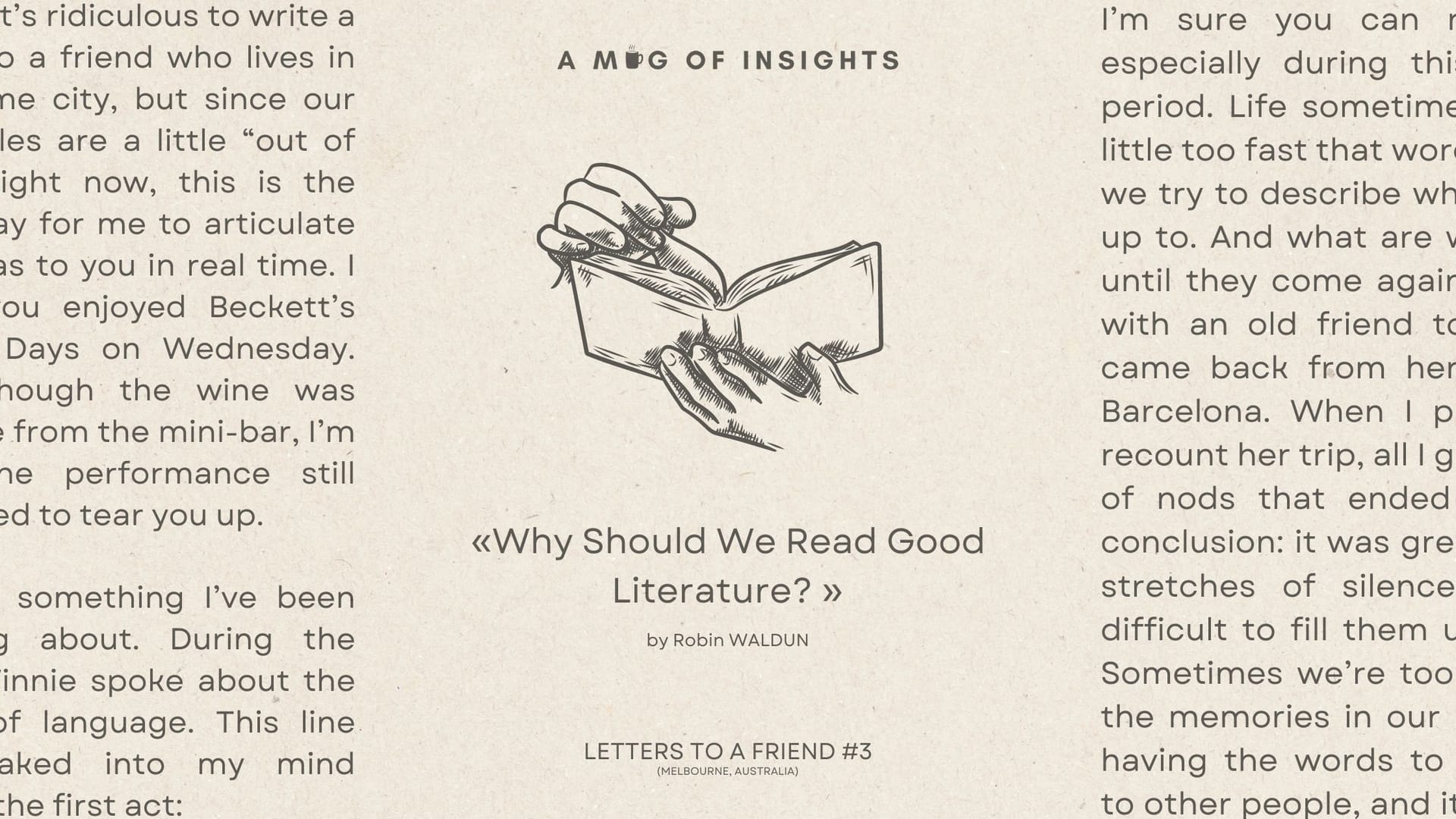Why Should We Read Good Literature?