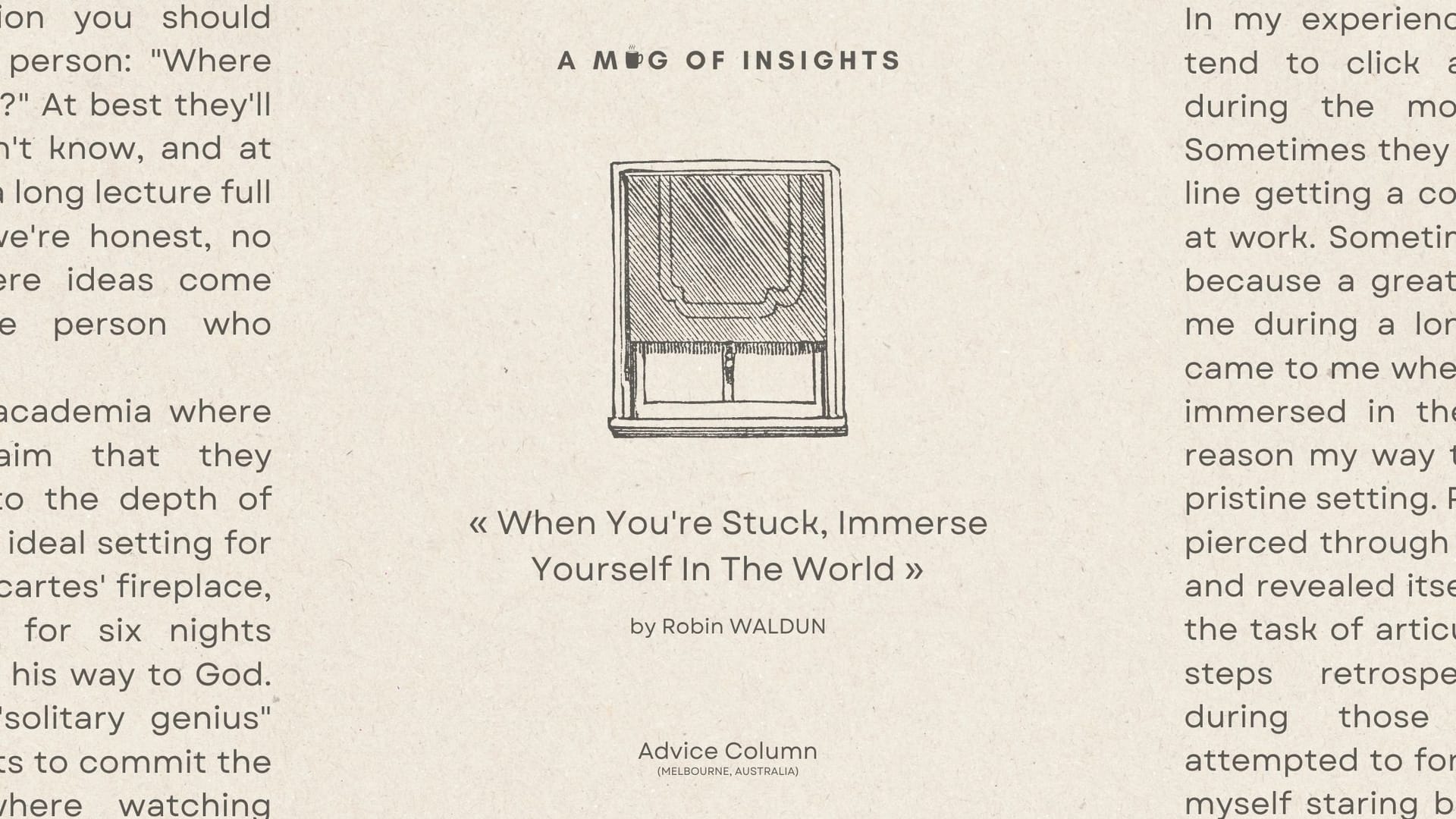 When You're Stuck, Immerse Yourself In The World