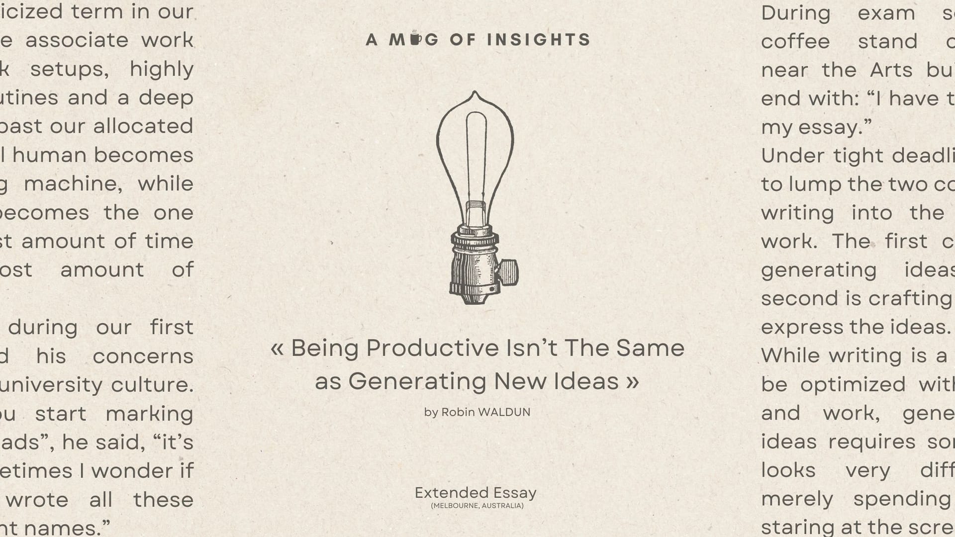 Being Productive Isn’t The Same as Generating New Ideas
