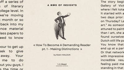 [1-2-Read] How To Become A Demanding Reader pt. 1 - Making Distinctions